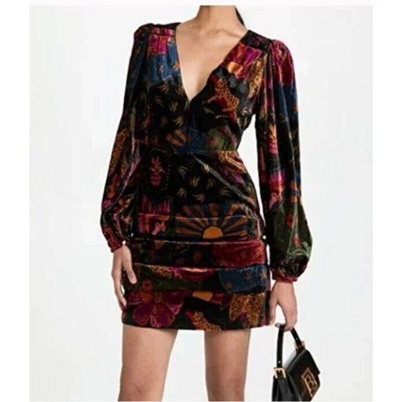 FARM Rio Dresses & Skirts - FARM Rio Multicolor Velvet Mini Dress